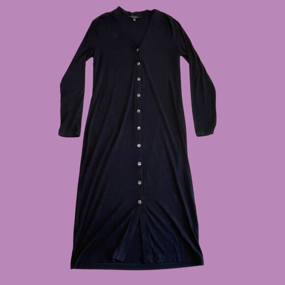 Banana Republic Black Button Front Sweater Dress Medium - Picture 8 of 11